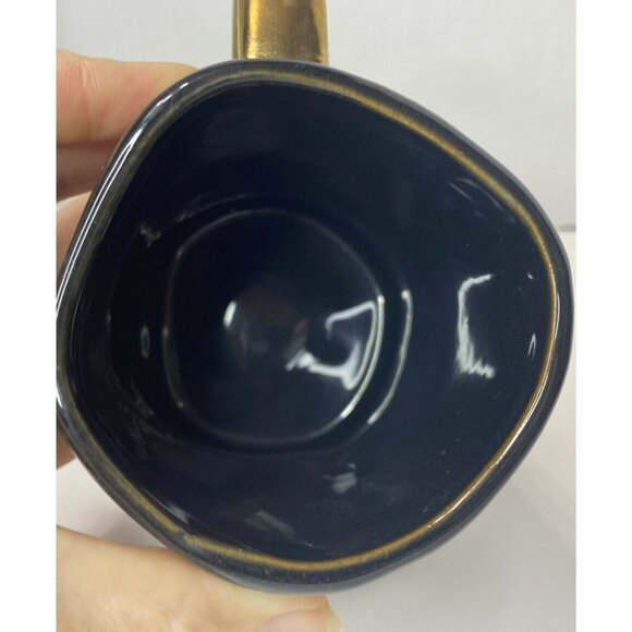 World Market Gold-Handled Black Ceramic Mug With Matte Brown Base - Picture 6 of 7